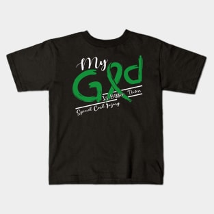 Spinal Cord Injury Awareness My God Is Stronger - In This Family No One Fights Alone Kids T-Shirt